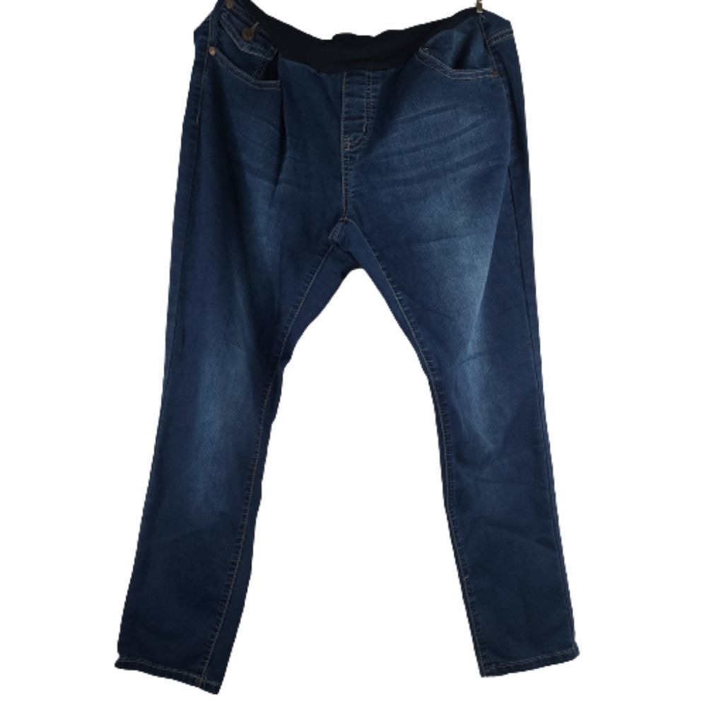 Bella Vida XL Maternity Skinny Jeans Blue Full Belly Pull On Denim Stretch